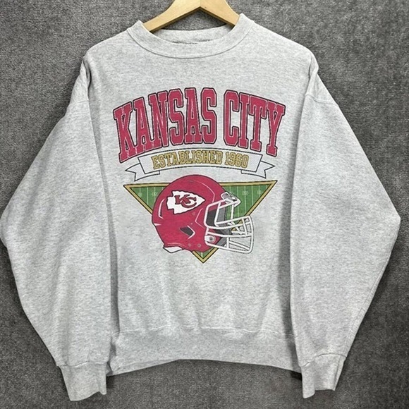 LaNess Other - Revival 90s Retro Kansas City Chiefs Sport Grey Sweatshirt